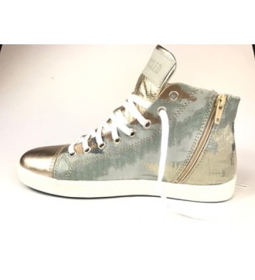 Woman's sneakers handmade ,  gold and leather